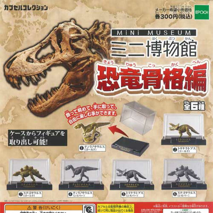 楽天市場 ミニ博物館 恐竜骨格編 全6種セット エポック社 ガチャポン ガチャガチャ ガシャポン 遊you 楽天市場店