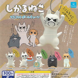 しかるねこ マスコット ボールチェーン 全5種+ディスプレイ台紙セット Qualia ガチャポン ガチャガチャ コンプリート