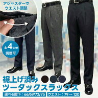 【ポイント5倍】裾上げ済 スラックス メンズ 大きいサイズ ビジネス パンツ ツータック ビジネスパンツ …