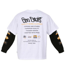 長袖Tシャツ 半袖Tシャツ セットアップ レイヤードTシャツ BEN DAVIS ベン デイビス ゴリラ 大きいサイズ 3L|4L|5L|6L ホワイト ブラック 白黒