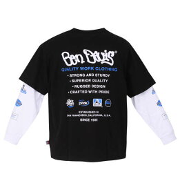 長袖Tシャツ 半袖Tシャツ セットアップ レイヤードTシャツ BEN DAVIS ベン デイビス ゴリラ 大きいサイズ 3L|4L|5L|6L ブラック ホワイト 黒 白