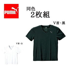 半袖Tシャツ 2枚組 メンズ サイズサイズ 抗菌防臭機能 無地 丸首 V首 PUMA プーマ 大きいサイズ 白 黒 3L 6L 8L