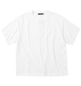 ワッフル ヘンリー ネック 半袖Tシャツ ホワイト 大きいサイズ 3L 4L 5L 6L 7L 8L 抗菌 防臭