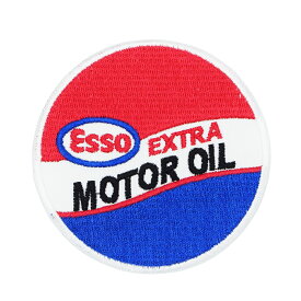 【メール便可】ワッペン #0366 ESSO MOTOR OIL (7.7x7.5cm) / 手芸 パッチ カスタム モーター 車 バイク アメリカン雑貨