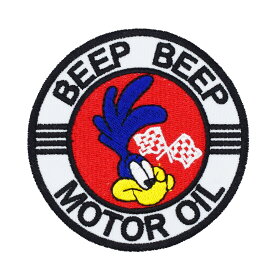 【メール便可】ワッペン #0604 Road Runner MOTOR OIL(7.5x7.5cm) / ロードランナー 手芸 パッチ カスタム モーター 車 バイク アメリカン雑貨