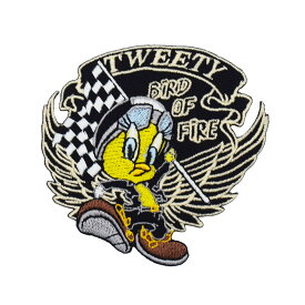 【メール便可】ワッペン TWEETY FIRE (7.7×7.5cm) / トゥイーティー 手芸 パッチ カスタム モーター 車 バイク アメリカン雑貨