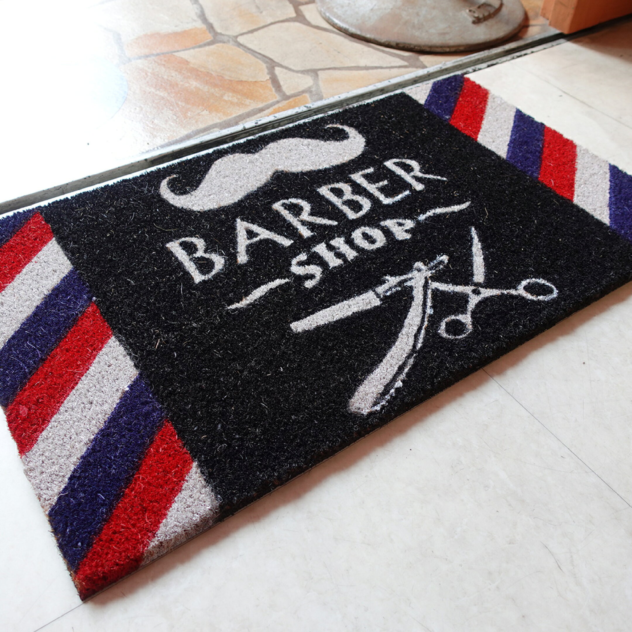 BARBER SHOP アメリカンココマット COCOMAT / アメリカン雑貨 インテリア ガレージ 車 バイク アメリカ雑貨 チョッパー カッコイイ アメ雑 アメ車 ドアマット