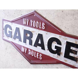 アンティーク エンボス プレート GARAGE MY TOOLS / ダイカット メタルサイン ヴィンテージ アメリカン ガレージ 看板 壁掛け インテリア