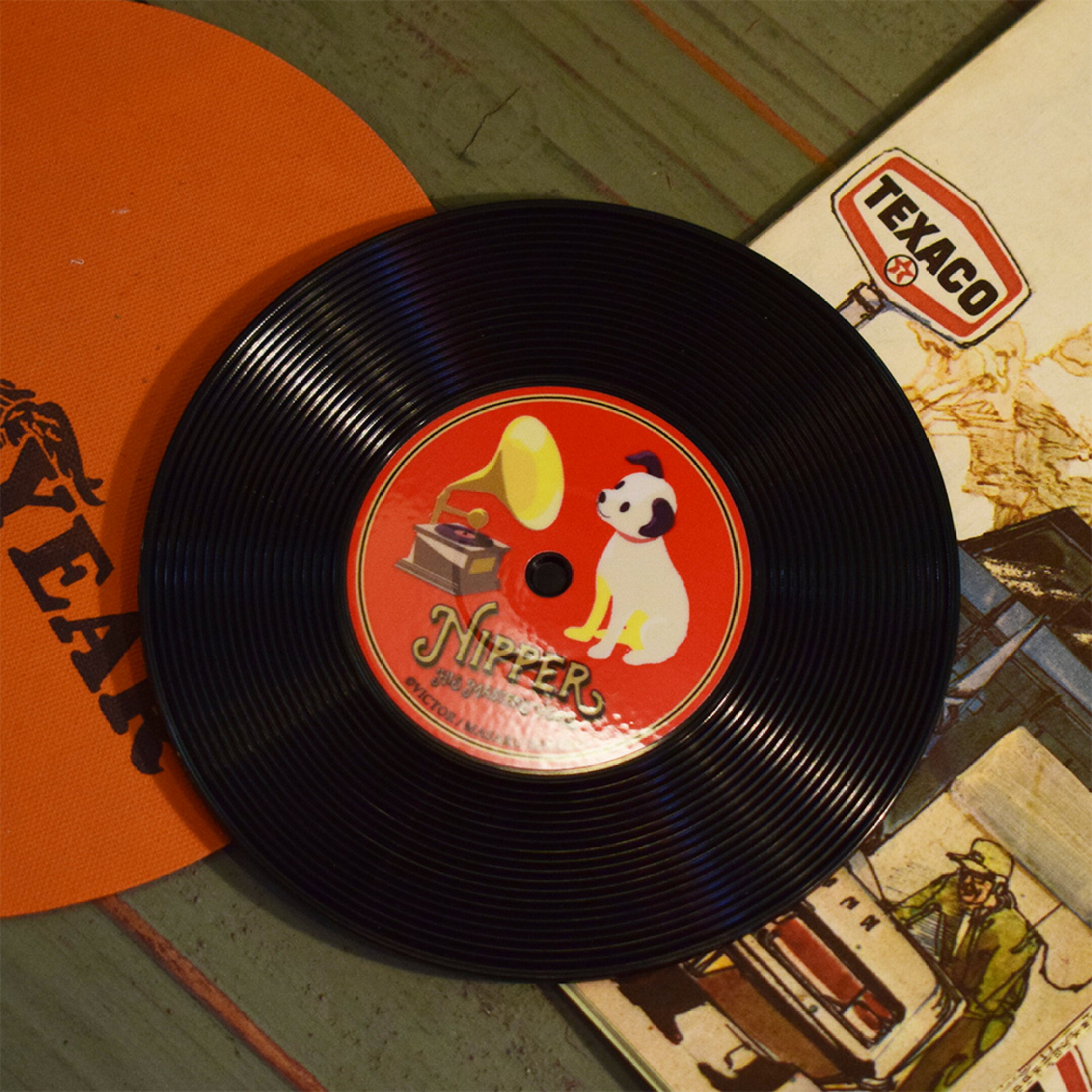 【メール便可】ビクターニッパー レコードコースター / VICTOR NIPPER 絵本ニッパー 正規ライセンス商品