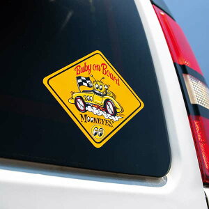 y[։zMOONEYES Baby on Board XebJ[ (9.5×9.5cm) / Ԃ񂪏Ă܂ [ACY AJG