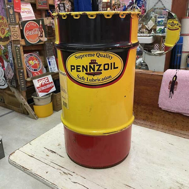 楽天市場】ヴィンテージ PENNZOIL ドラム缶 蓋付き ペンズオイル 