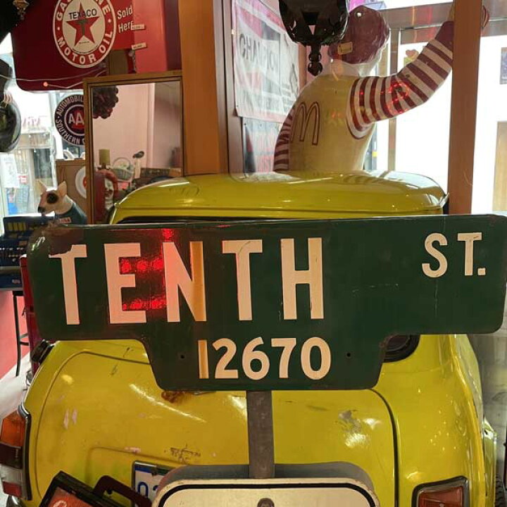 楽天市場】ヴィンテージ 看板 TENTH ST [S-45-2] ストリート サイン 