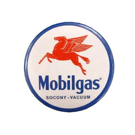 缶バッチ 大 / #20.Mobilgas モービルガス アメリカン雑貨