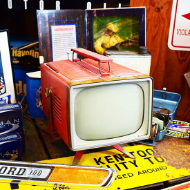 50s RCA Victor ポータブルテレビ ヴィンテージ / 赤 白黒TV ブラウン管 アメリカン レトロ 家電 ミッドセンチュリー ガレージ ディスプレイ