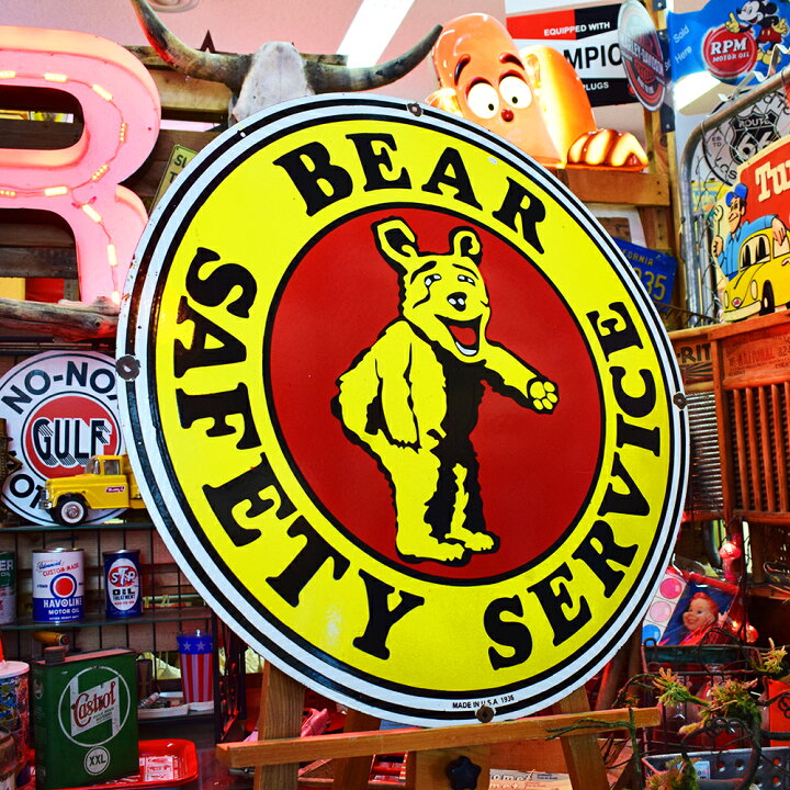 楽天市場】【アメリカ直輸入！】BEAR SAFETY SERVICE ホーロー看板[H76 