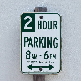 【ヴィンテージ ホーロー看板 】2HOUR パーキングサイン / 駐車禁止 ガレージ看板 ロードサイン Vintage インダストリアル インテリア アメリカン雑貨 us071