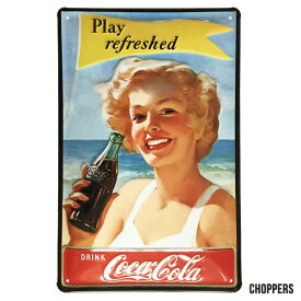 コカコーラ プレイ リフレッシト Coca Cola エンボス看板 ドイツ製 アメリカン雑貨 アメ雑