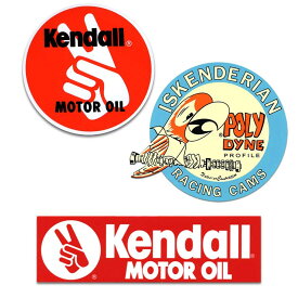 [#19] 厳選ステッカーアソート3P【Kendall (8x8cm) メイン】 / ケンドル モーターサイクル系 アメリカン雑貨