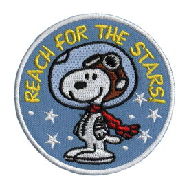 【メール便可】SNOOPYワッペン(E020) SPACE (7.5x7.5cm) / スヌーピー 手芸 パッチ カスタム モーター 車 バイク アメリカン雑貨