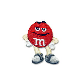 【メール便可】ミニワッペン M&M レッド (4.5x5.7cm) [MW110] / 手芸 パッチワーク アメ雑 アメリカン雑貨 エムアンドエム