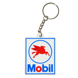 【メール便可】ラバーキーホルダー Mobil (4.4x4.6cm) / モービル キーリング アメリカン雑貨
