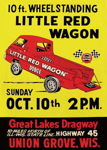 04.�A�����J���|�X�^�[ [LITTLE RED WAGON / 50.8×35.5cm] 60-70's �Ǌ|�� �C���e���A