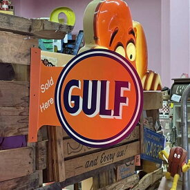 GULF フランジ 看板 サイン 両面看板 ガルフ アメリカン雑貨 ガレージ