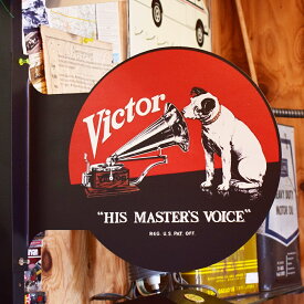 【ビクター ニッパー フランジ 看板】 サイン ガレージ 両面看板 ディスプレイ Flange アメリカン雑貨