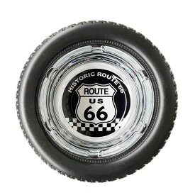 アッシュトレイ 灰皿 ROUTE66 ガラス製 タイヤ / ルート66 小物入れ アクセサリーケース タバコ ライター ガレージ インテリア アメカジ アメリカン雑貨