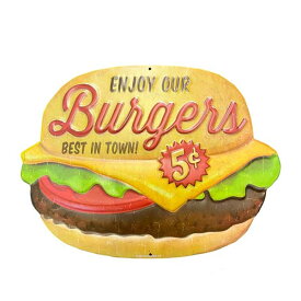 エンボス 看板 [BURGER] ハンバーガー TINサイン アメリカン雑貨