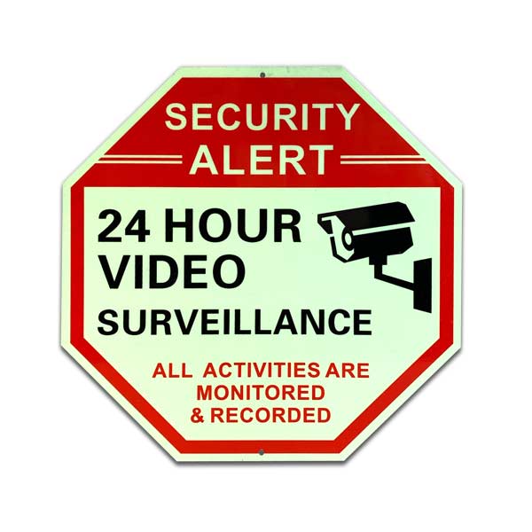 セキュリティサイン [OCTAGON 八角形] 防犯カメラ SIGN 蓄光看板 プレート SECURITY サイン アメリカン雑貨 通販 