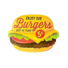 エンボス 看板 ビッグ TINサイン [ BURGER ] ハンバーガー BIG TIN SIGN アメリカン雑貨