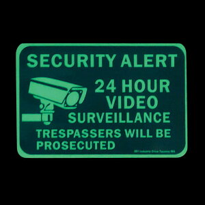 �h�Ɨp �~���Z�L�����e�B�T�C���v���[�g [SECURITY ALERT 24 HOUR VIDEO] (W14.8 x H10cm) / �~���Ŕ� SECURITY SIGN �h�� GLOW SIGN �A�����J���G��