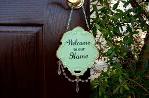 ガーデニング雑貨 ガーデンサイン ウエルカムサイン グリーン 玄関飾り ガーデンプラーク レトロ アンティーク サインプレート 壁掛け 壁飾り 看板 ティンサイン カントリー雑貨 ガーデン