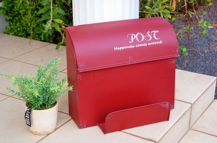 楽天市場 4 16入荷 大きいポスト 送料無料 壁掛け 置き フレンチシャビー レッド メールボックス Post ブリキ製 鉄製 郵便受け ロングレクト 大容量 レトロ調 アンティーク調アメリカ カントリー 赤 壁掛け 据え置き 鉄製 大きい 北欧 安い 新聞受け 売れてる 大きめ