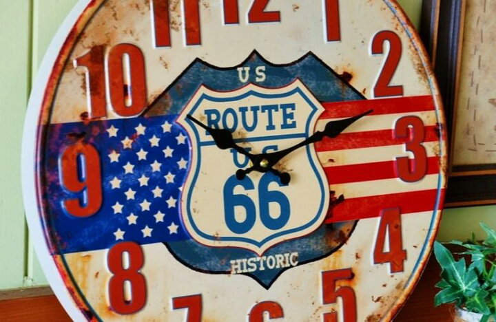 楽天市場】時計 送料無料 レトロ ROUTE66 大きい アンティーク  