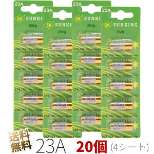 23A �A���J�����d�r 12V 20�� (4�V�[�g) SUNKING �i���i�T�C�Y ���a 10.1mm × ���� 28.0mm ���̓d��12.0V�j