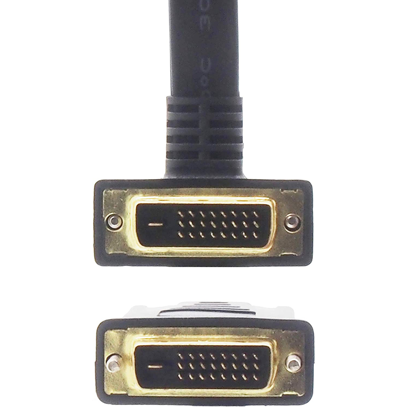 DVIケーブル DVI-D デュアルリンク 25pin 約30cm (端子含む) ストレート オス - L字 オス フラット | オーディオファンテック