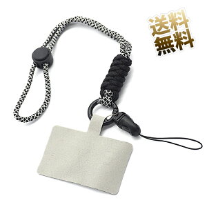 ポップな ストラップ ショートタイプ スマホ カードホルダー キーホルダー全長約28cm ブラックグレー