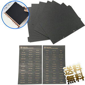 【A5横耳7枚インデックス(黒)+黒地金箔押し(シール2枚付)】 仕切カード A5 インデックスカード 7山 6穴 ラベル付き PP製 ファイル インデックスシート 黒 仕切りa5 防水性と耐久性 手帳/