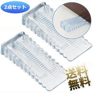 【2点セット】 ドアストッパー ゴム 透明タイプ 柔軟 引き戸 開き戸 ウェッジストッパー 差し込み式 手軽…