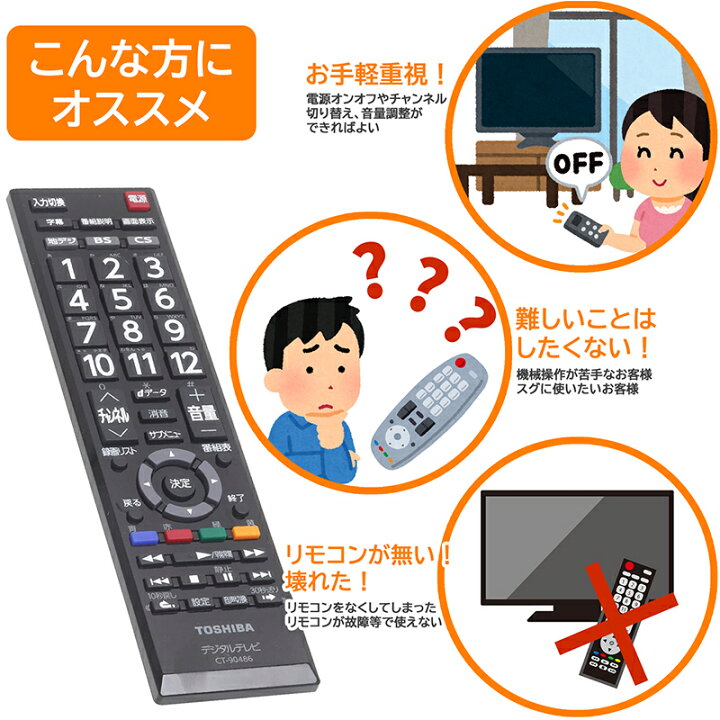 楽天市場】【東芝 レグザ用】 テレビリモコン CT-90486 設定不要 スグ 