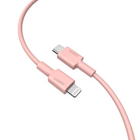AUKEY USB ケーブル typeC to lightning 480Mbps CB-CL13 ピンク 1.2m 充電ケーブル データ転送 USB-C タイプC ライトニング PD対応 急速充電 スマホ iPhone タブレット オーキー