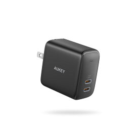 AUKEY 小型 USB 充電器 typeC 2ポート Swift Duo 40W PA-R2S ACアダプター ブラック / ホワイト スマホ iPhone Android タブレット MagSafe対応 折り畳み式プラグ USB-C タイプC 急速充電 オーキー