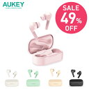 【お買い物マラソン】AUKEY ワイヤレスイヤホン EP-T21S Bluetooth 5.0 ブルートゥース ブラック/ホワイト/ピンク/ベージュ/グリーン iPhone Android ヘッドセット イヤフォン 左右分離 カナル型 IPX6 防水 片耳対応 マイク内蔵 AACコーデック タッチセンサー オーキー