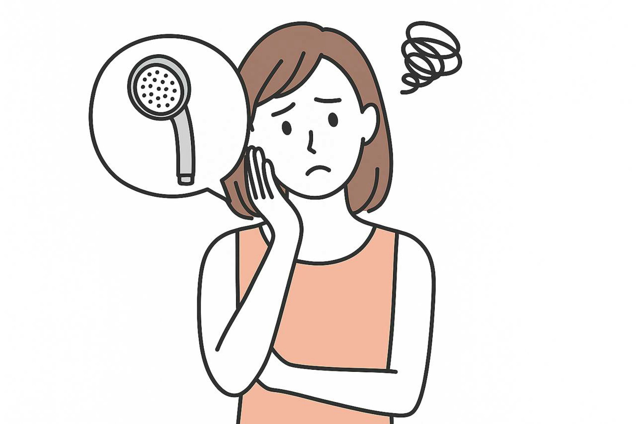 シャワーヘッドの取り付けに悩んでいる女子