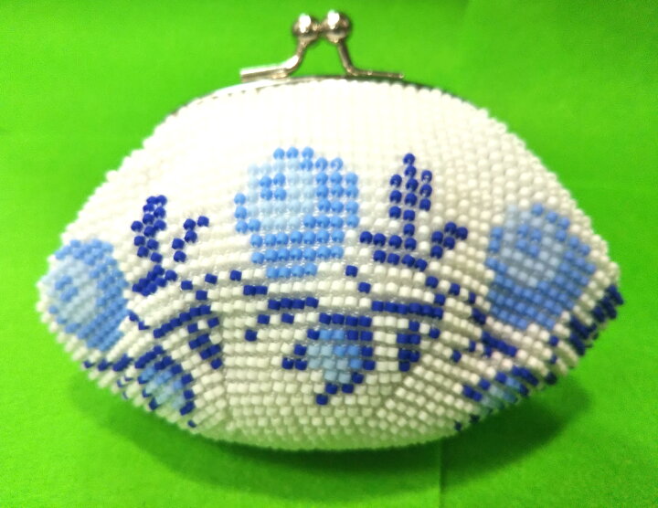参考がま口TOHO ビーズブルーハンドメイド