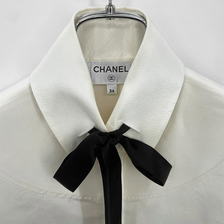 楽天市場】CHANEL シャネル シルク ブラウス サイズ34 リボン パール 