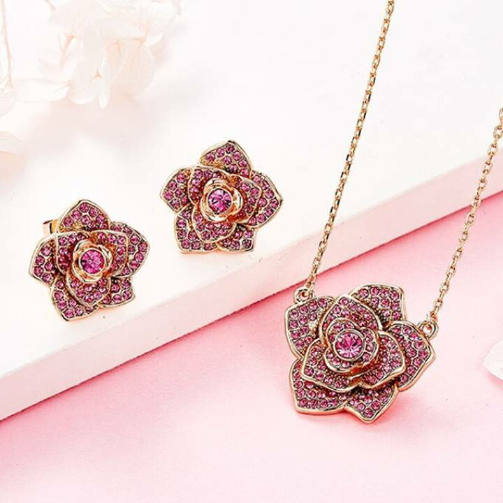 楽天市場】ジュエリーセット スワロフスキー ローズ 薔薇 バラ ピンク 