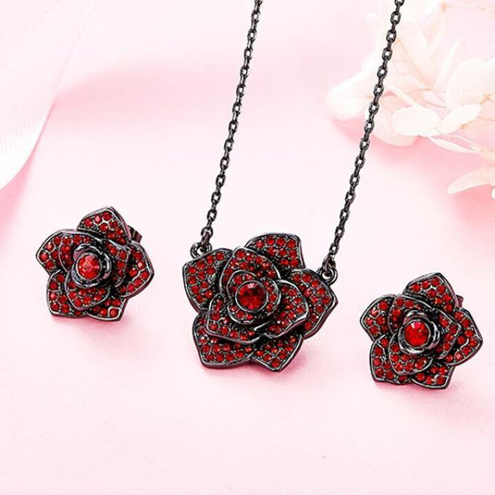 楽天市場】ジュエリーセット スワロフスキー ローズ 薔薇 バラ ピンク 